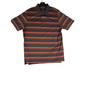 Carnoustie Mens Mercerized Cotton Striped Polo Shirt Orange Black Large 9175